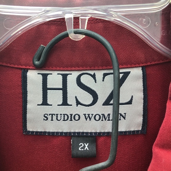 ๐HP๐ HSZ STUDIO WOMAN Tencel Maxi Skirt Set + Jacket 2 Pc Red Vintage 2X - Picture 13 of 13